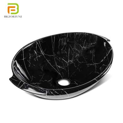 Black marble stone style ceramic bathroom wash basin sink