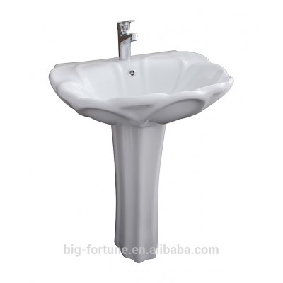 New design ceramic flower shape pedestal wash sink bathroom basin