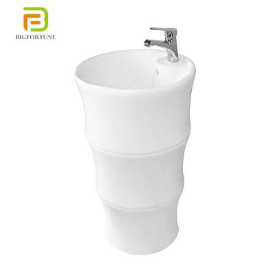 Marble Design One Piece Pedestal Basin Bathroom Ceramic Pedestal Sink