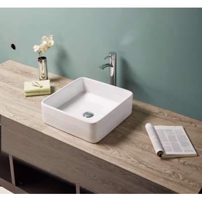 Cheap price bathroom ceramic rectangular thin square white hand wash British art basin