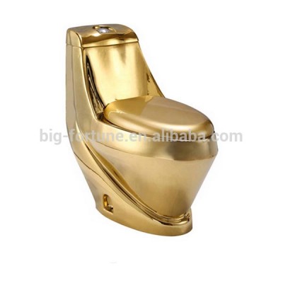 new model plated gold 250mm washdown toilet one piece