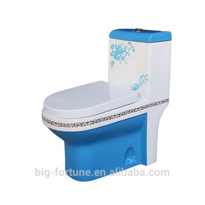 Dual Flush Water Blue Color Toilet Bowl