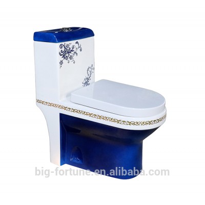 Dark blue color siphonic ceramic one piece toilet